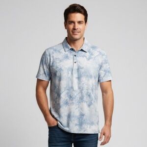 Men's Blue Tie-Dye Polo Shirt